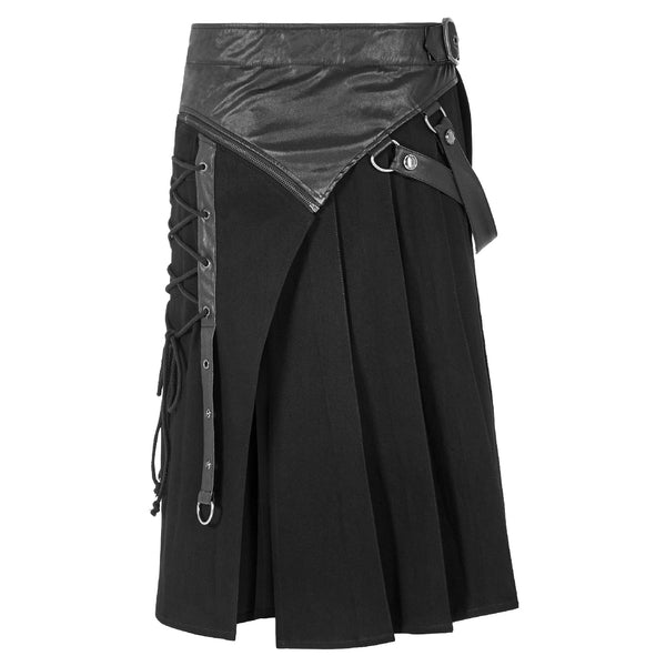 SiaLinda for Men: Herrenrock Blaengur, Kilt Stil, asymetrisch, Baumwolle, schwarz - SiaLinda.com